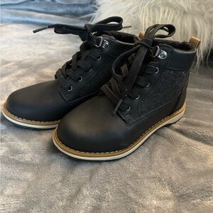 Kids Black Lace-Up Boots